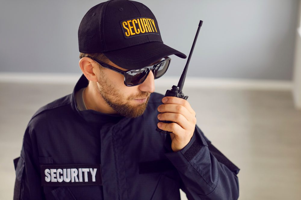 Safety,Guard,Man,In,Uniform,Cap,And,Jacket,With,Security