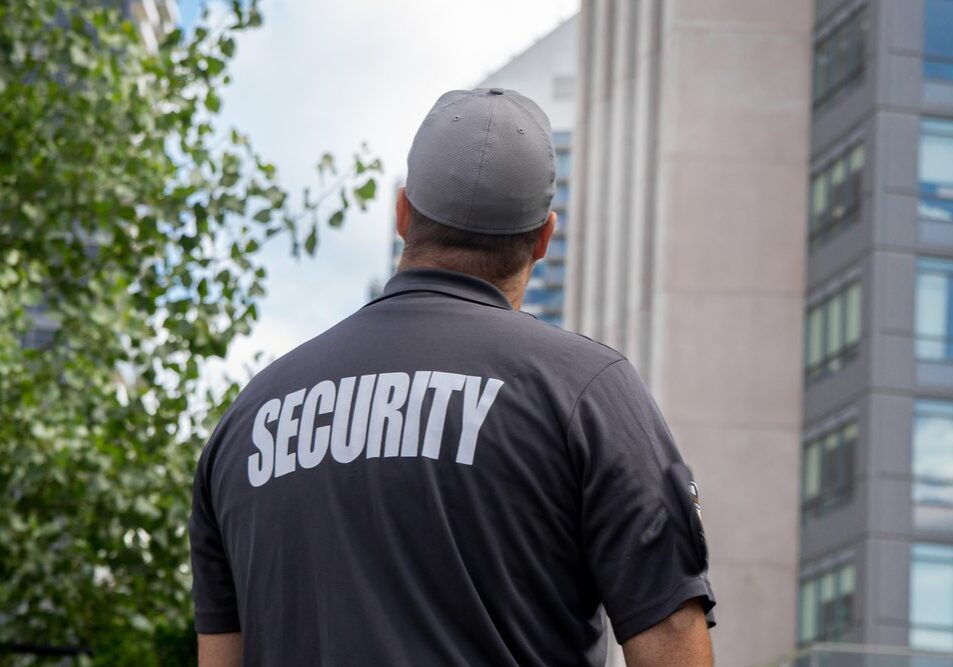 A,Security,Guard,In,Uniform,Patrolling,A,Residential,Area